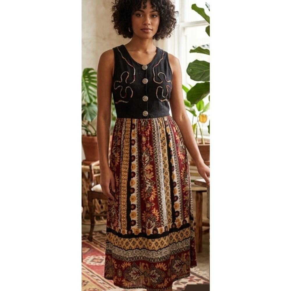 Vintage 90's African-inspired midi dress
